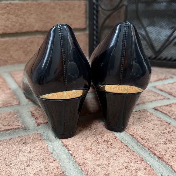 Calvin Klein Black Patent Wedge Shoes, Size 8.5, NWOT - Picture 6 of 11